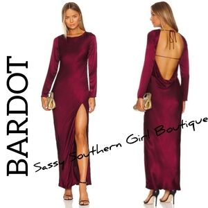 🆕⭐ BARDOT wine red satin backless maxi dress